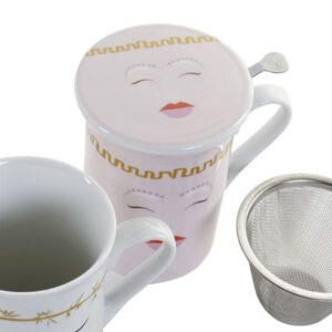 Taza estampado rostro bonito con tapa y filtro para té Item