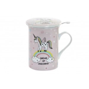 Taza estampado unicornio con tapa y filtro para té Item