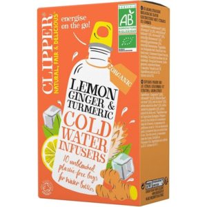 Infusión en agua fría de limón, jengibre y cúrcuma orgánico Cupper 10 bolsas
